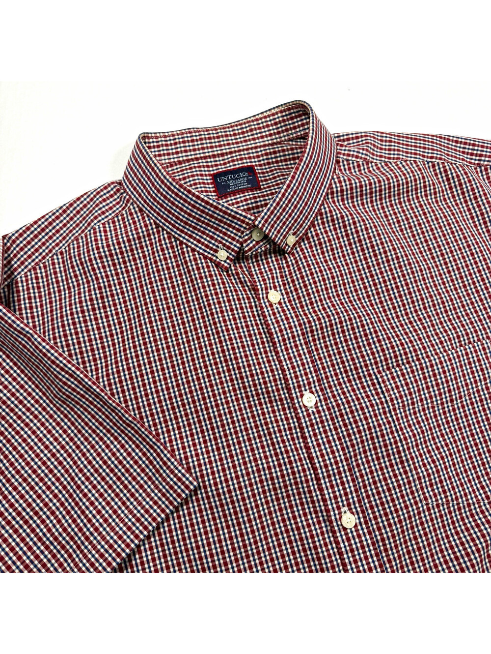 UNTUCKit Men’s Big & Tall 3XL Wrinkle Resistant Cotton SS Check Shirt